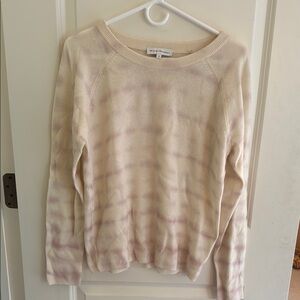 White + Warren Cream and Pink Crew Neck Sweater